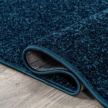 Haze Solid Low-pile Area Rug Navy